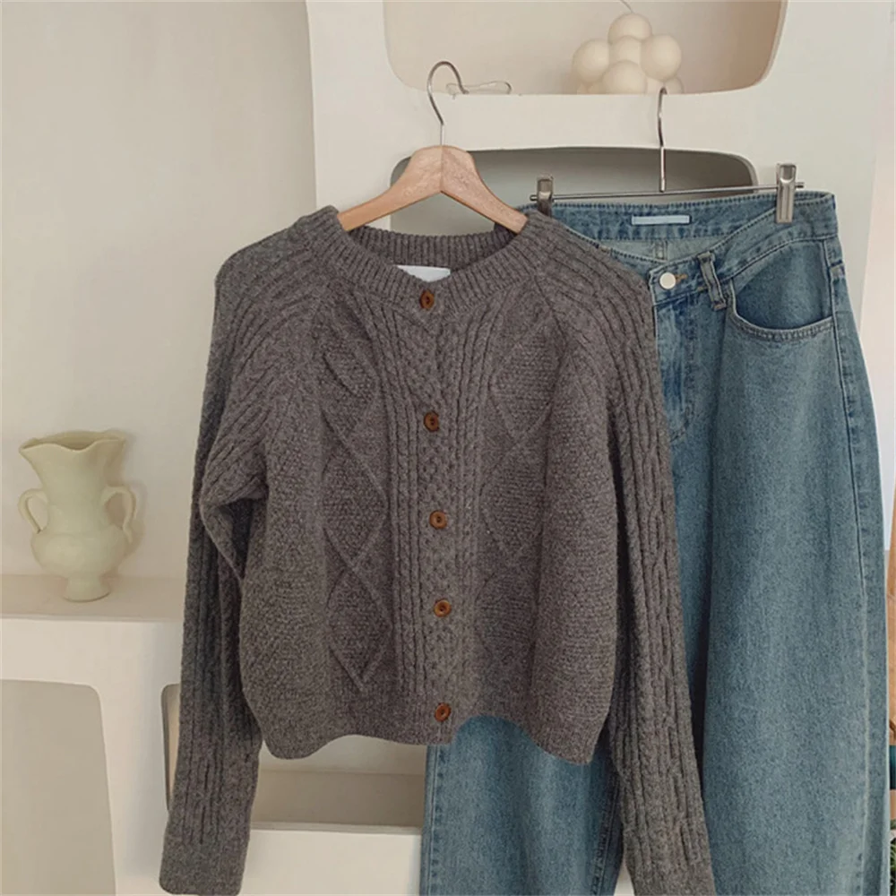 

Harajuku Knitted Cardigan Sweater Loose Sweet Autumn Chic Mujer Casual New Gentle All Match Soft Comfortable Femme Tops
