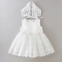 new arrival baby girls lace dresses toddler sleeveless embroidered dress with hat and bow fashion toddler clothes bebe vestido