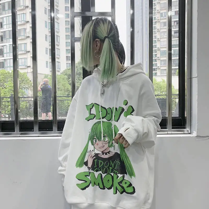 

Loose Kawaii Hoodies Women Top Ladies Casual Cartoon Cute Funny Japan Long Sleeve Female Sweatshirt Autumn High Street Hoodies