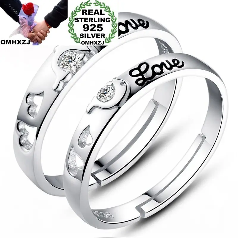 OMHXZJ Wholesale European Fashion Woman Man Party Wedding Gift Dolphin Lovers AAAZircon Resizable 925 Sterling Silver Ring RR247 | Украшения