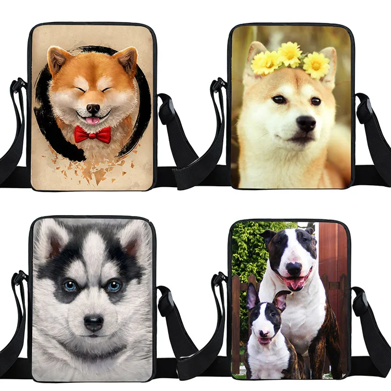 Сумка мессенджер с принтом Сиба ину/Хаски/немецкой овчарки молодежная сумка