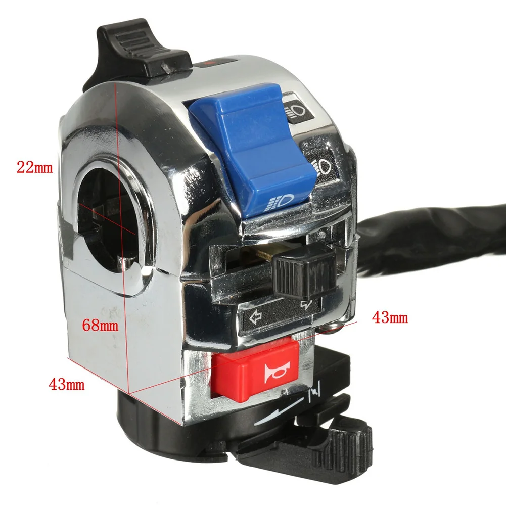 

Handlebar Electrical Chrome Casing Control Switch Universal Motorcycle Part Turn Signal Light Engine Start Horn Integrated