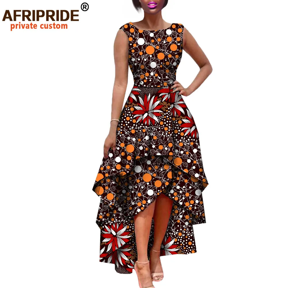 

hot sale african dress for women AFRIPRIDE private custom sleeveless pleated party dress 100% pure wax cotton A722582