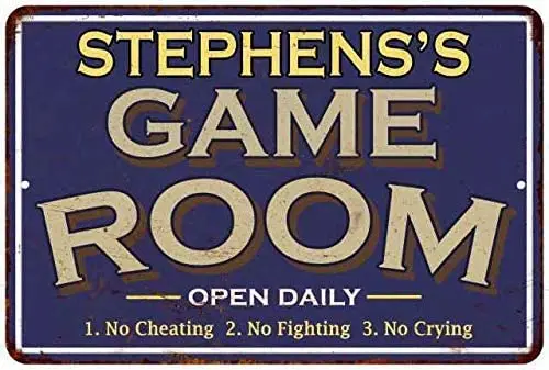 

Stephens'S Blue Game Room Aluminum Sign Metal Decor Metal Sign 8X12 INCH