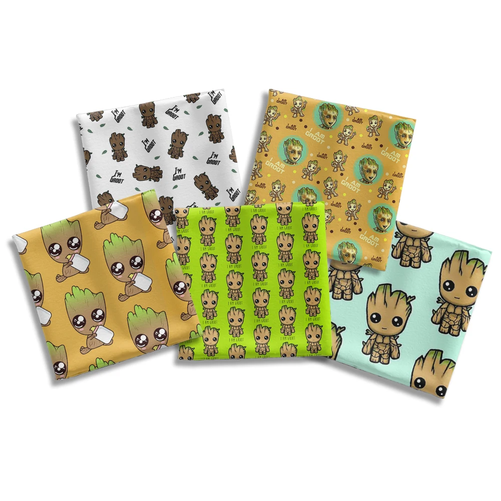 

Cute Groot Baby Cartoon Peach Skin Velvet Pillowcase For Making Clothing Bags Decor For Home Sofa Pillow Cover 50*145cm