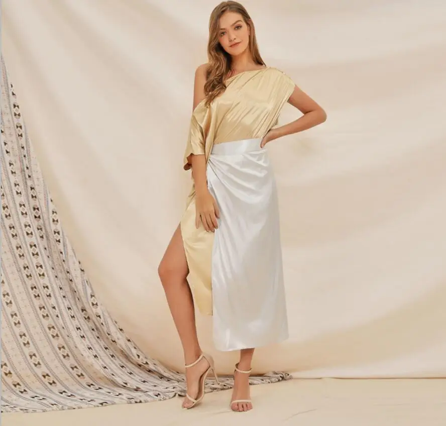 Женское длинное золотистое платье Bogeda элегантные вечерние платья весна-лето 2019 |