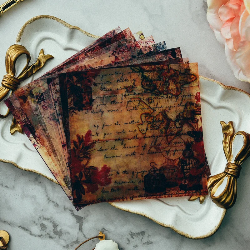 10 листов винтажных самоклеящихся бумажных наклеек из бархата для творчества