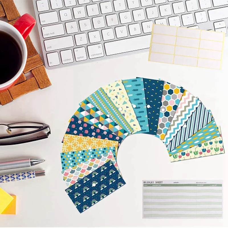 

15 Pack Budget Envelopes Waterproof Money Cash Envelopes Reusable Envelopes & 9 Pcs Clear Drawer Organizer Trays