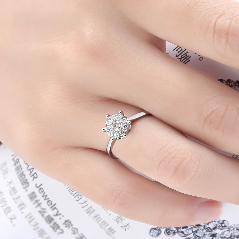 925 sterling silver Retro daisy flower head diamond ring female carat refers custom 18K white gold luxury wedding | Украшения и