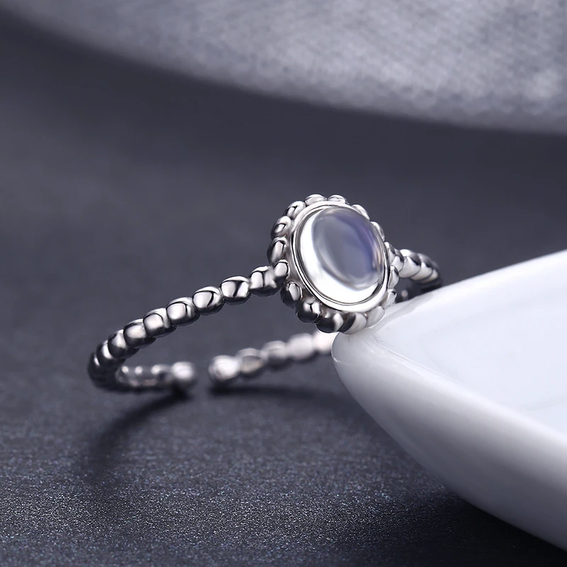 Женское кольцо с лунным камнем Aneis Anillo овальное круглое из стерлингового серебра