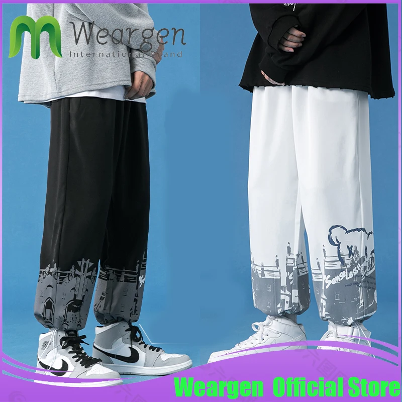 

Брюки Weargen мужские спортивные на шнуровке, уличная одежда, повседневные Джоггеры в стиле хип-хоп, шаровары, весна-осень 2114
