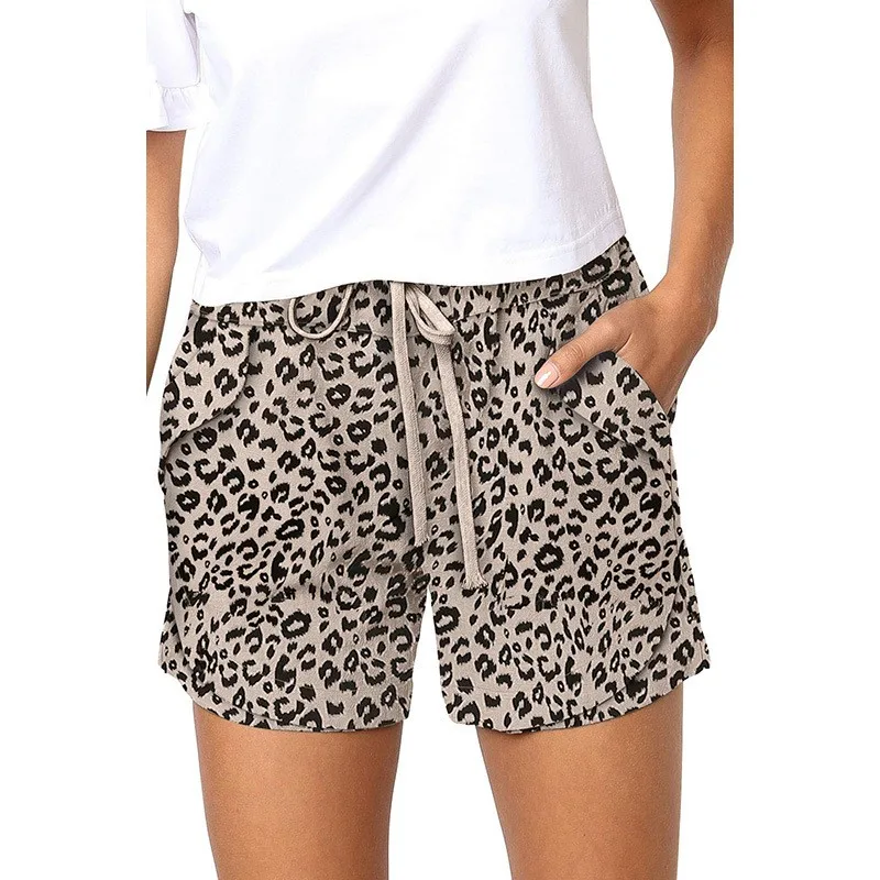 Шорты женские на шнуровке удобные повседневные с принтом эластичная талия