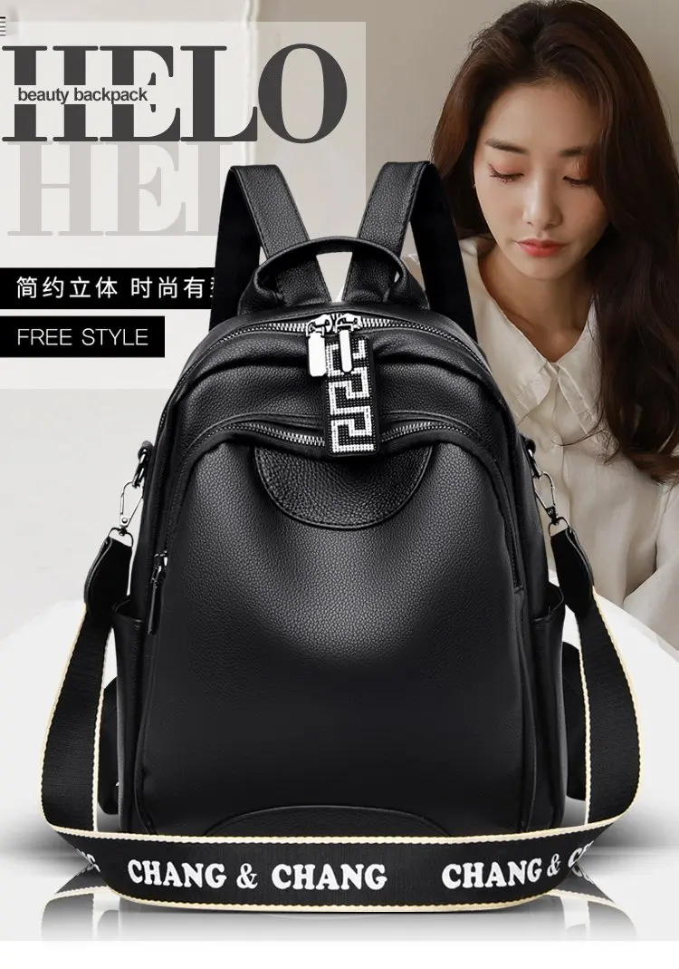 

Leather Backpack Women Bags Teenager School Backpack For Students Mochila Feminina Rucksack Mochilas Plecak Black Backpacks