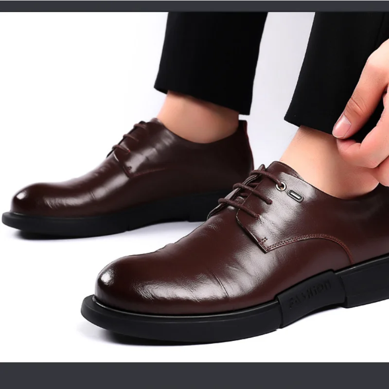 

2021 Early Autumn New British Style Men's Dress Shoes Breathable Pointed Toe Rubber Slip-on Casual Derby Shoes for Party