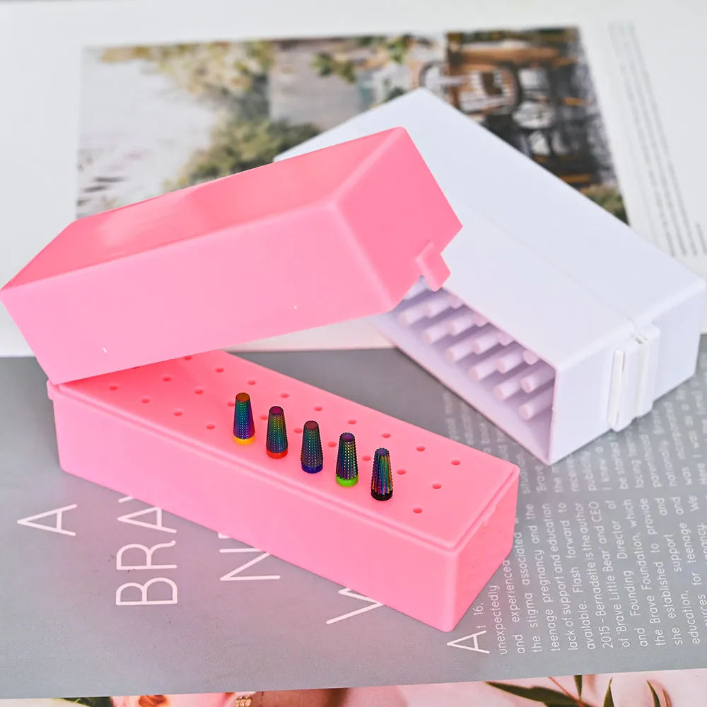 

1PC 30-Hole Grinding Head Storage Box Manicure Electric Nail Grinding Nail Drill Bits Container Container Display Tool Box 1