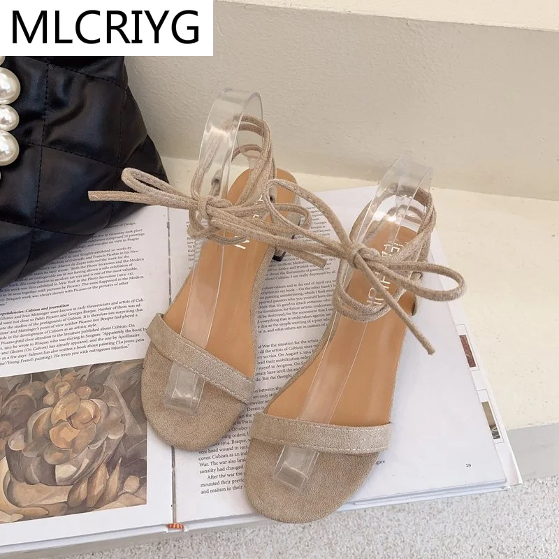 

2021 Fashion Women's Shoes Flat Shoes Sandals Open Toe Solid Color Lace-up Sexy Beach Shoes Summer Comfortable Women's Sandals