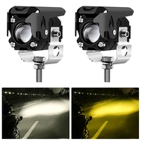 universal m1 double color led spotlight motorcycle headlight external off road light 9 30v moto indicator fog lamp white yellow