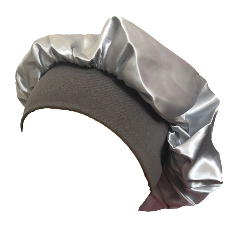 

Women's Satin Solid Wide-brimmed Sleeping Hat Night Sleep Cap Hair Care Bonnet Nightcap For Women Men Unisex Cap