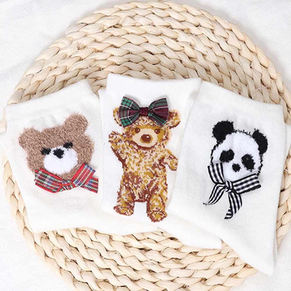 

Cute Cartoon Panda Bear Bow Women's Socks Funny calcetines meias mulher skarpetki Socks