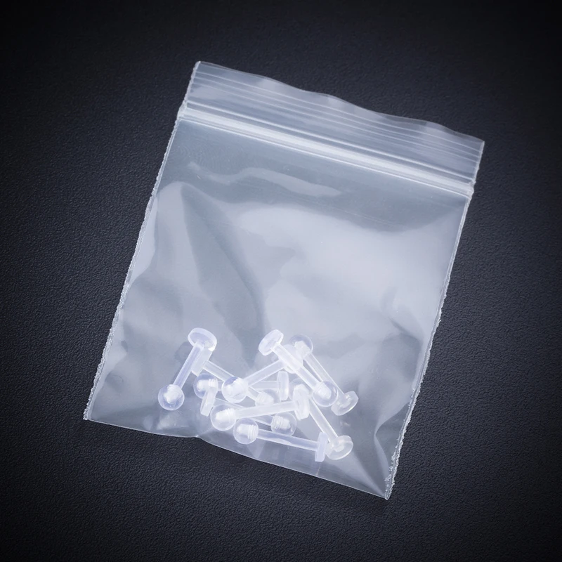 10pcs Clear Acrylic Lip Stud Piercing Labret Ring Bioflex Ear Cartilage Earring Bar Tragus Helix Retainer Flexible Jewelry 16G | Украшения