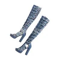 Shoes For 2021 Women Autumn Modern Sexy Jeans Design Hollow Out Platform  Over-knee Boots Fish Mouth High Heels Lady Sandals