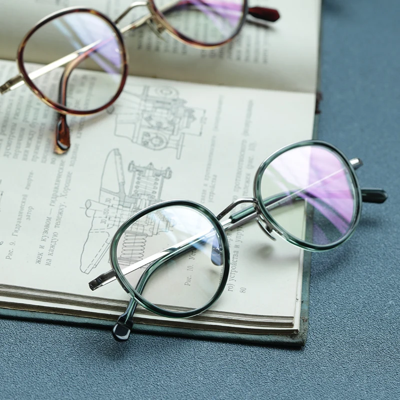 

Fashion glasses frame men High quality titanium round optical eyewear Myopia Presbyopia prescription women eyeglasses