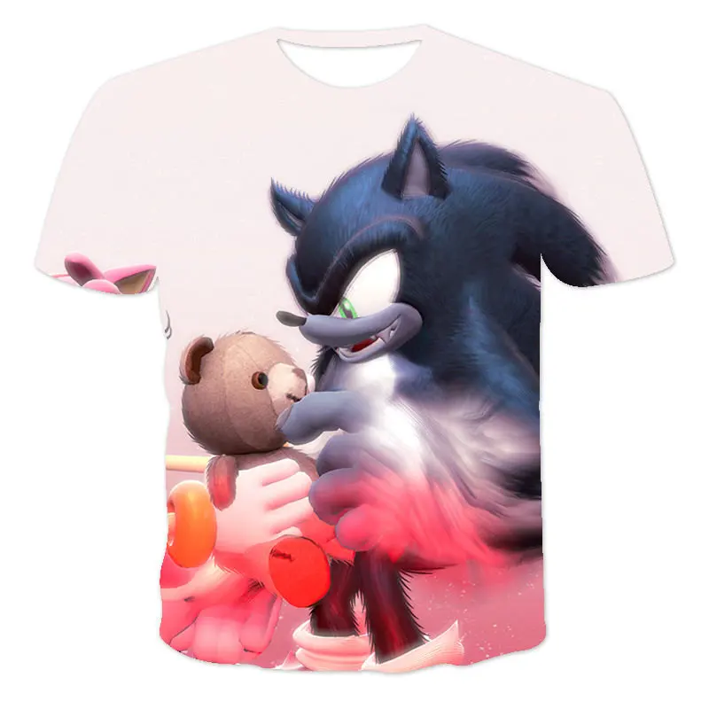 

Sonic Anime 2021 Spring/Summer New Boys And Girls 3D Pattern Short Sleeve T-Shirt O-Neck Teenager Hip Hop Anime Cartoon 4T-14T