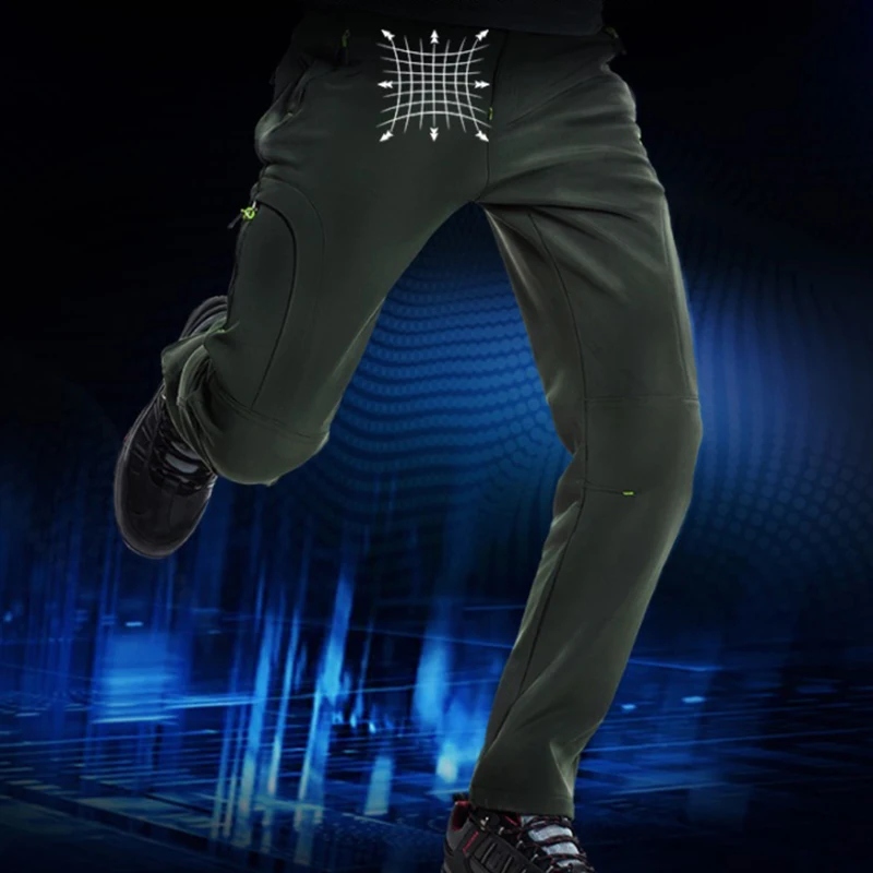 Мужские уличные походные ветрозащитные водонепроницаемые брюки флисовые лыжные