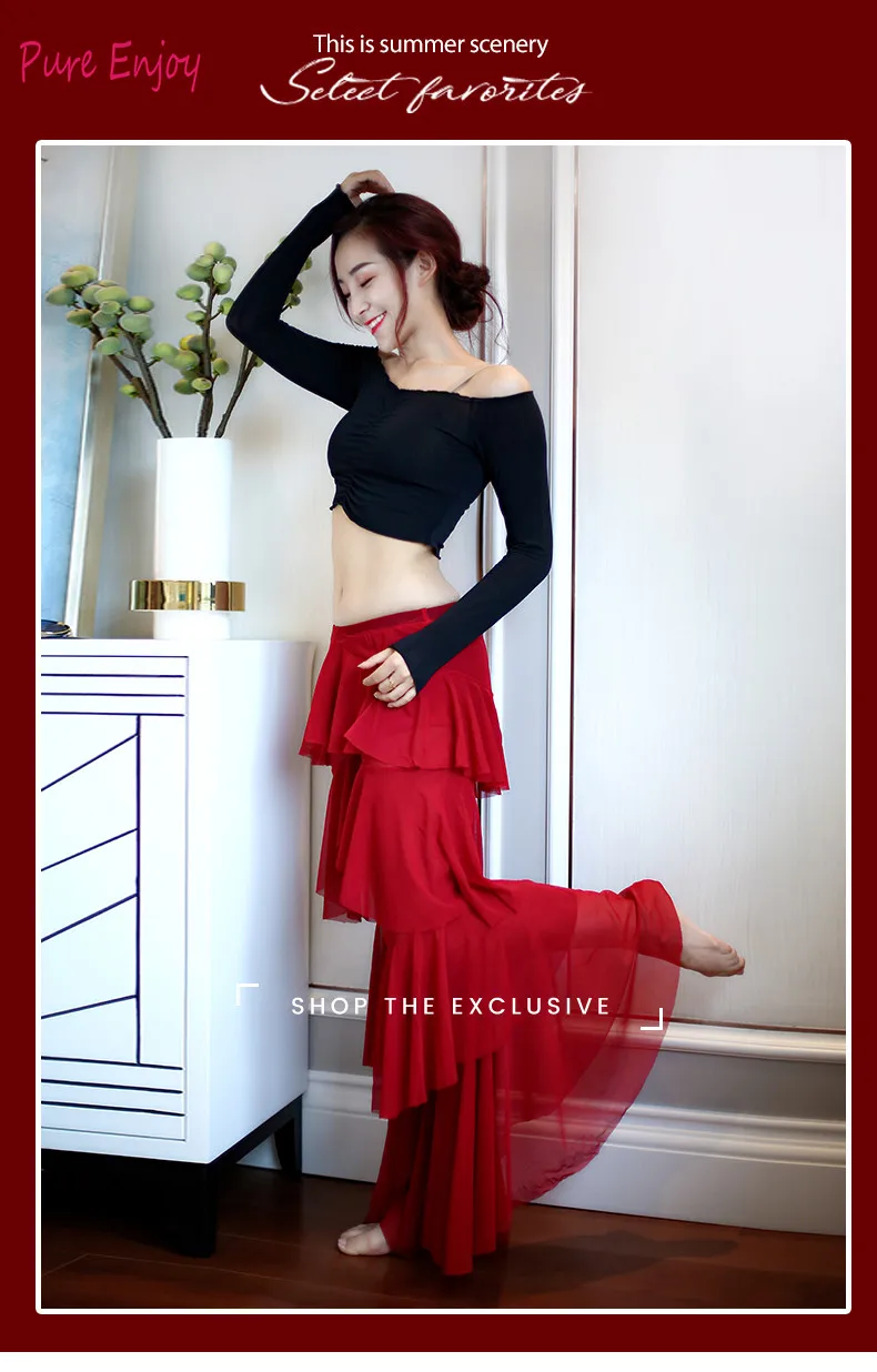 Girls competition Belly Dance Costumes Women Dress (long Sleeves Top + Skirt) 2pcs For Dancer Clothing S M L clothes | Тематическая