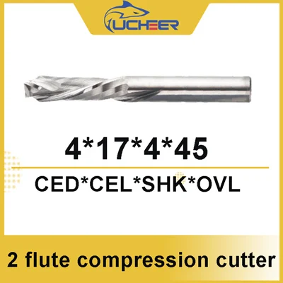 4d-17l UCHEER 2 флейты 3,175/4/5/6/8 мм сжатия фреза ЧПУ Инструмент для обработки МДФ зажим доска для деревообработки - Длина режущей кромки: 4d-17l