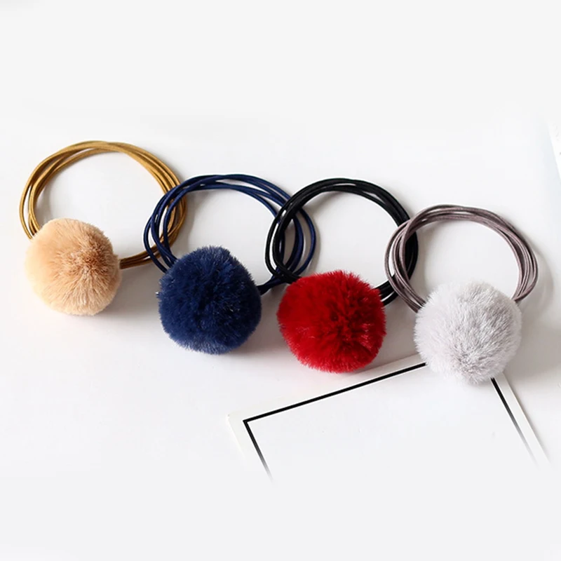 

Baby Girl Hair Accessories Fashion Gum Pompon Elastic Hair Bands Ball Pink Scrunchy Children Lovely Kids Rubber Headbands