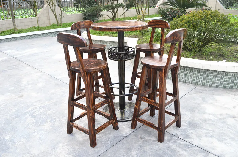 Барные столы и стулья из цельного дерева сочетание кофейни чайного кованого