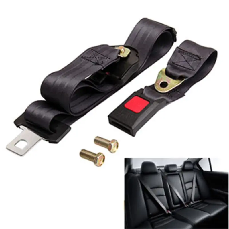 

Universal 3 Point Auto Vehicle Car Seat Belt Lap Adjustable Safety Belts Black