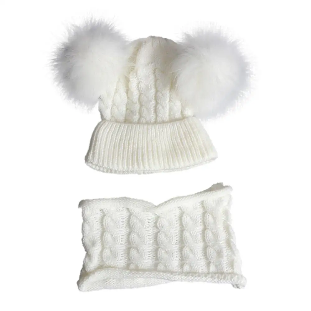 

1-4T Baby Winter Warmer Scarf Ball Design Hat Infant Cotton Collar Scarves Neckerchiefs Headwear Set