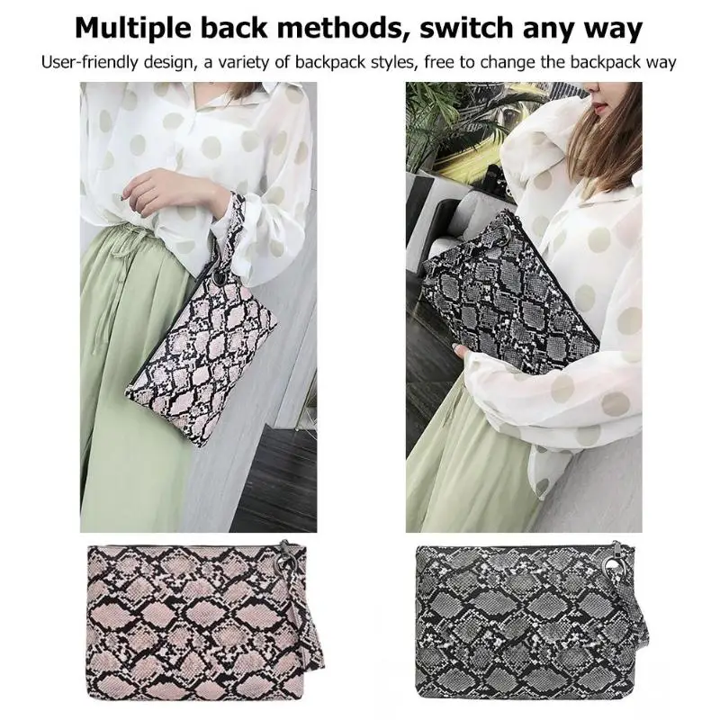 Женский модный квадратный клатч со змеиным принтом Повседневный Кошелек из