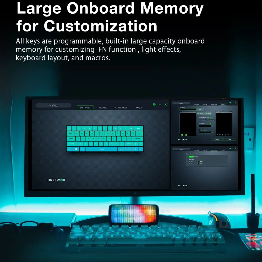 blitzwolf bw kb1 wireless bluetooth compatible keyboard gateron black switch rgb 63 keys layout nkro type c mechanical gaming free global shipping