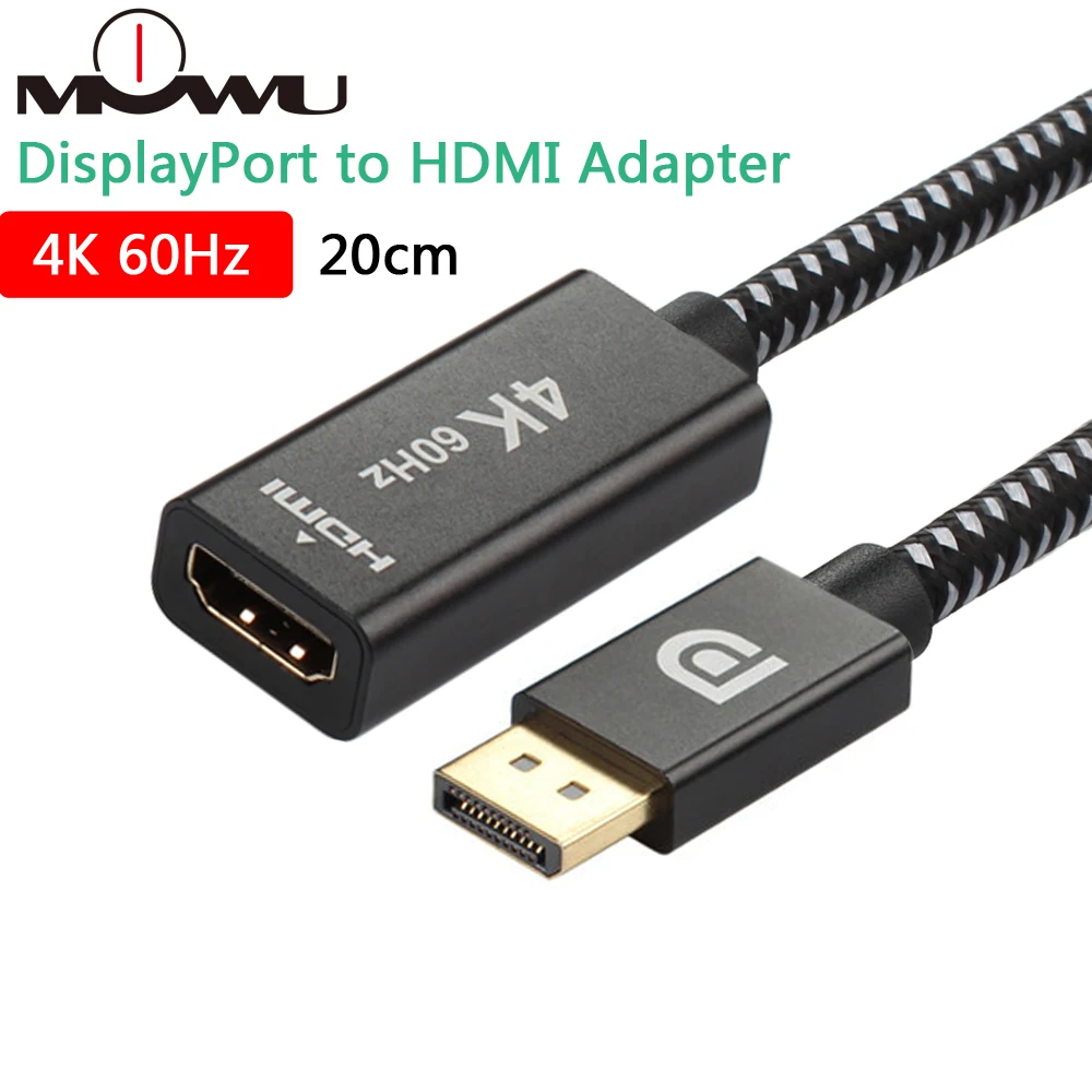 MOWU Mini DisplayPort в HDMI-совместимого адаптера 4K/60Гц конвертер Папа-мама кабель для Microsoft