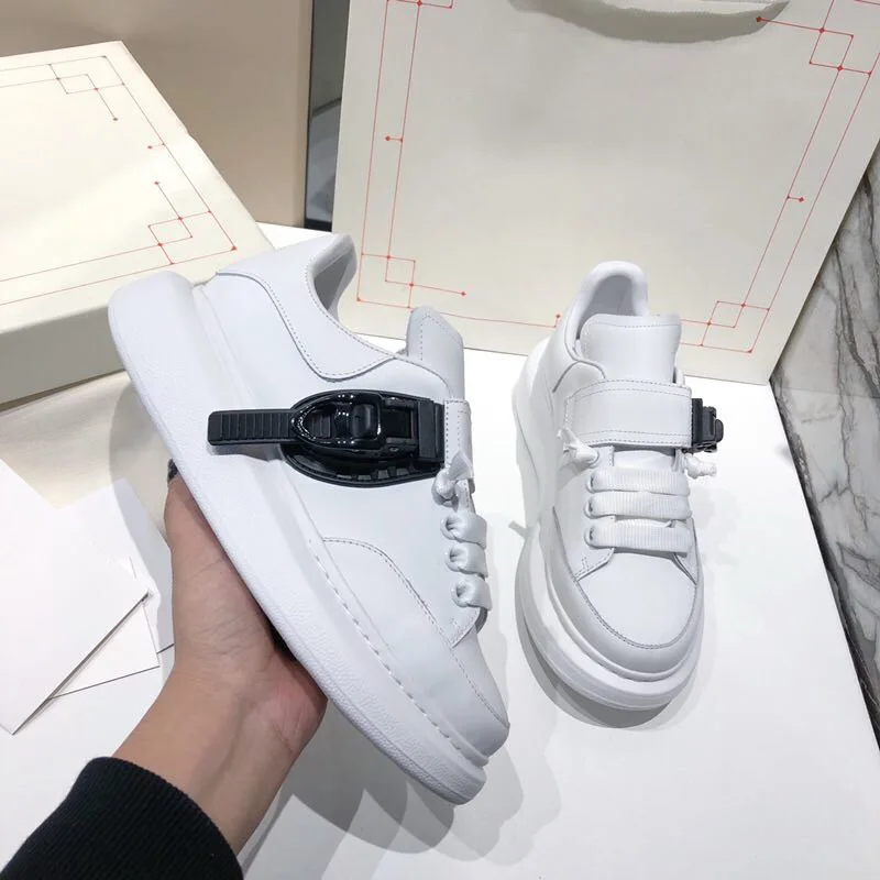 

Women Sneakers 2020 New White Genuine Leather Buckle Strap Women Casual Shoes Platform Wedges Trianers Sneakers Flats Loafers