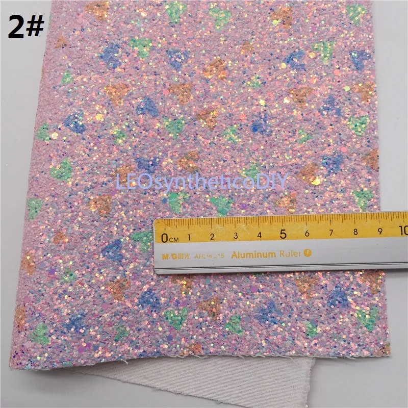 1PC 21X29CM PINK Glitter Fabric Hearts Printed Leather Sheets For Making Bows LEOsyntheticoDIY 6S64 | Дом и сад