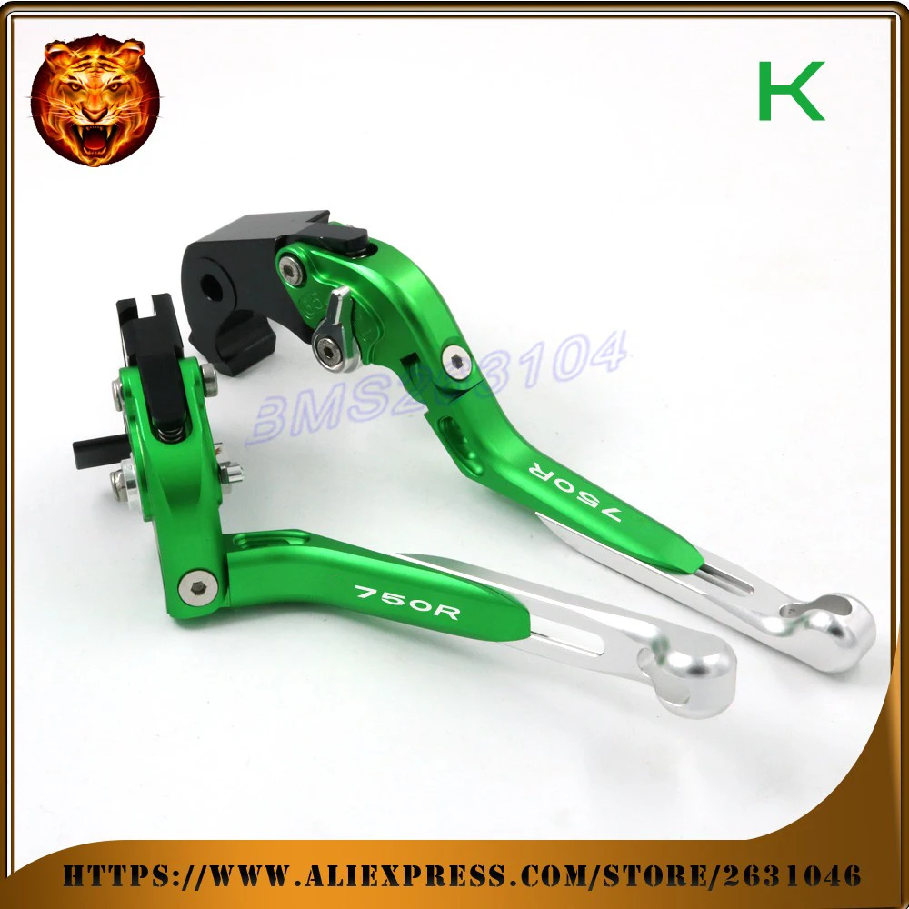 

Adjustable Folding Extendable Brake Clutch Lever For kawasaki Z750R 2011 2012 NEW STYLE With logo Motorcycle green racing