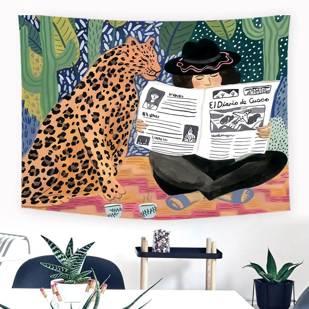 Картина маслом тропические растения гобелен изголовье стены искусства