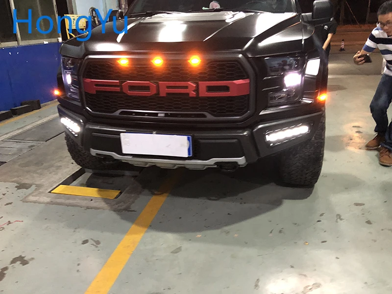 Мигающий светодиодный DRL Дневной светильник s для Ford Raptor SVT F150 2016 2017 2018 с желтым