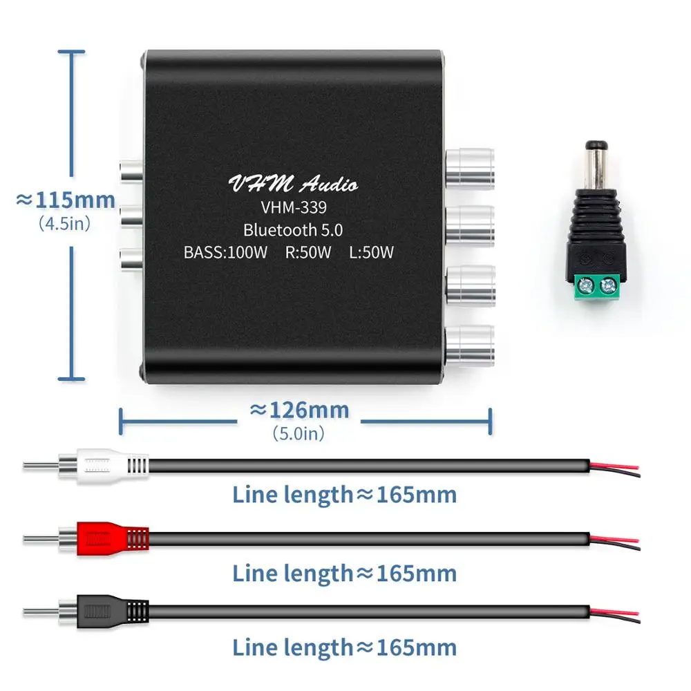 

Bluetooth 5.0 TPA3116D2 HIFI Digital Power Amplifier 2.1 Channel 2*50W+100W Stereo Power Audio Class D Bass Subwoofer Amplifier