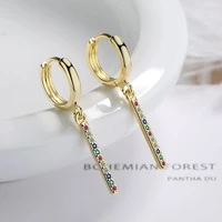 wangaiyao earrings simple personality long geometric inlaid zirconium diamond earrings female temperament tassel earrings
