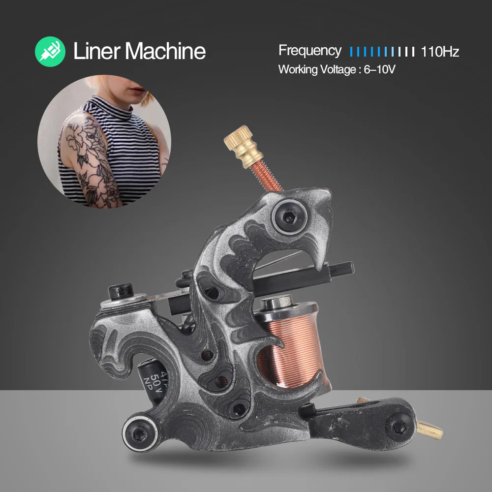 Free Shipping Beginner Complete Tattoo Kit 2 Machines Gun Set Power Supply Grips Body Art Tools Set Permanent Makeup Tattoo Set