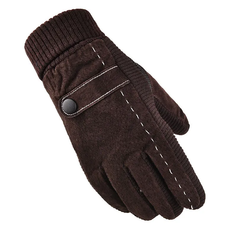 

Pigskin gloves touch screen winter outdoor riding plus velvet thick warm motorcycle gloves