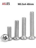 3 5mm cross recessed pan round head 304 screws stainless steel phillips machine bolts m3 5 x 4 5 6 8 10 12 14 16 18 30 35 40mm