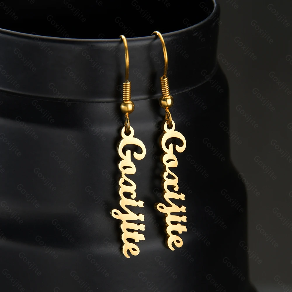 Женские вертикальные серьги Goxijite из нержавеющей стали с буквенным именем