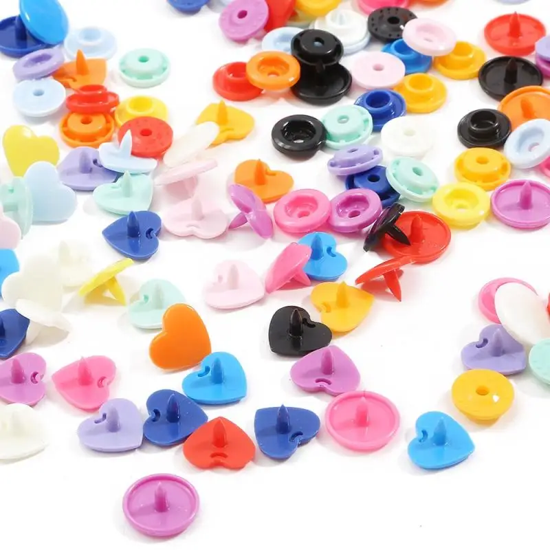 

25 sets Colorful Buttons Heart Resin Buttons Fastener Snap Buttons for Baby Cloth Sewing Garment Accessories