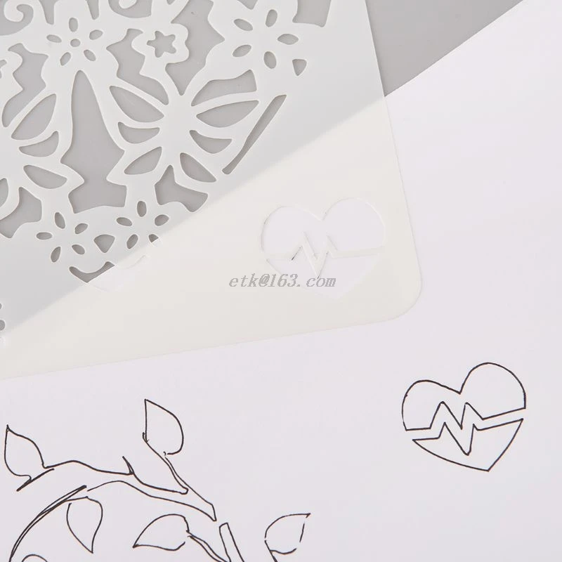 12 шт. пластиковые трафареты для рисования цветов сердец | Канцтовары офиса и дома